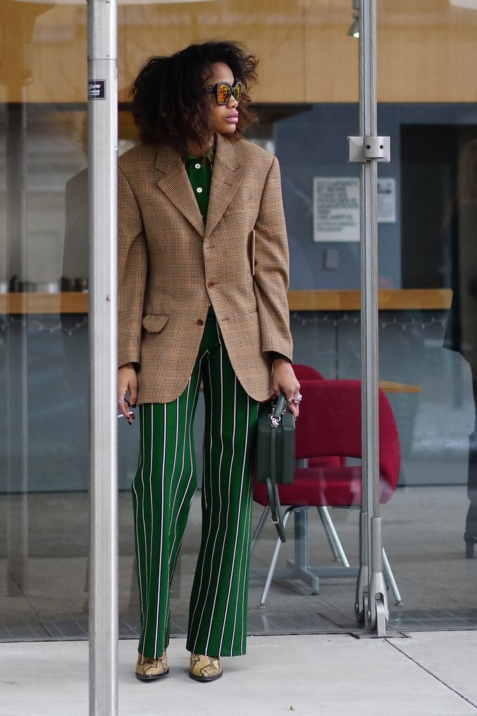 Style a Pair of Snakeskin Boots With Flared Tuxedo Pants