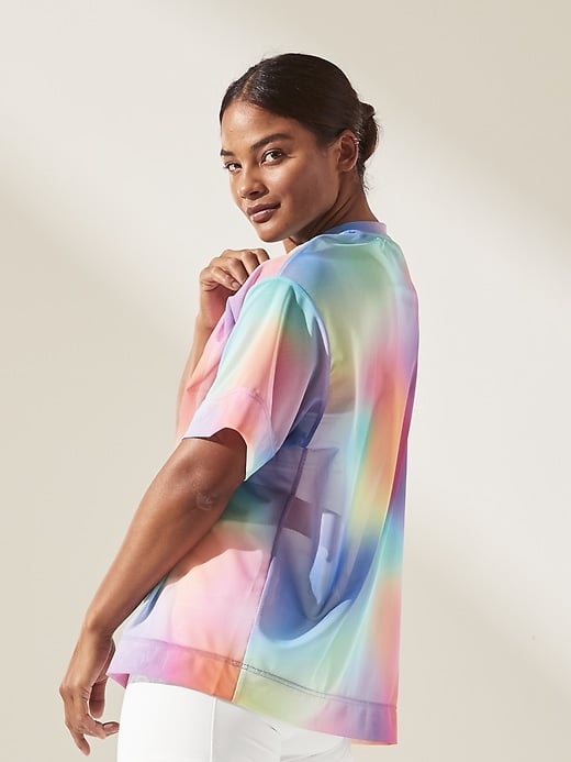 Athleta Mesh Oversized Printed Tee