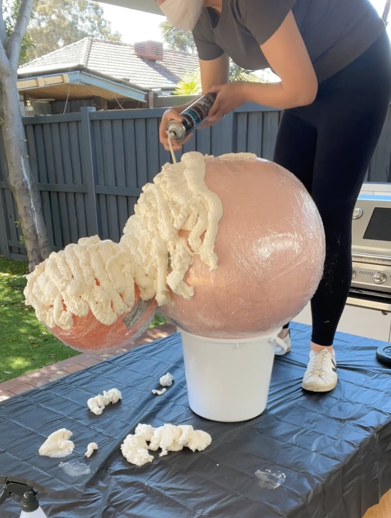 Giant Spider Decoration Step 2: Cover the Body in Foam