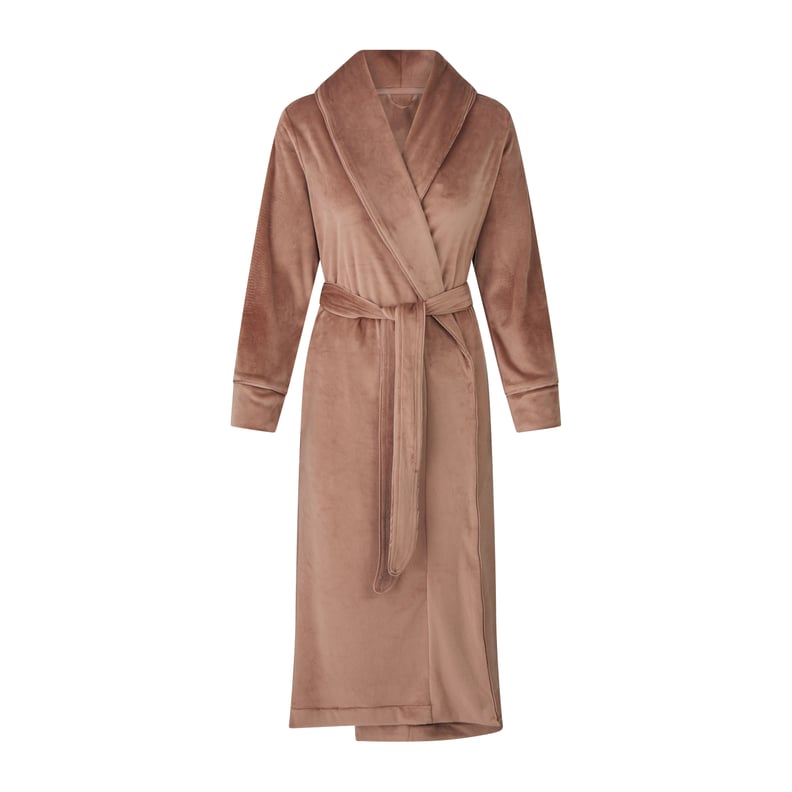 Kim Kardashian Skims Velour Long Robe in Sienna