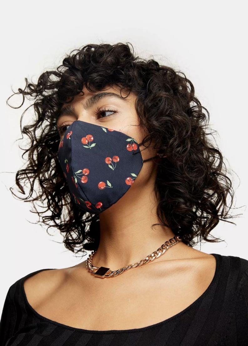 Black Cherry Print Fashion Face Mask