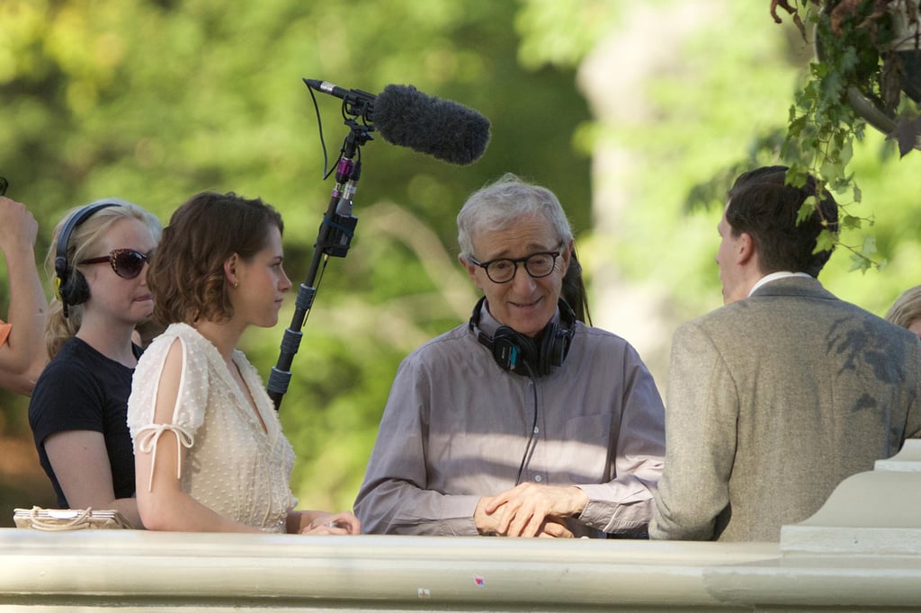 Woody Allen instructs his young actors on the set.