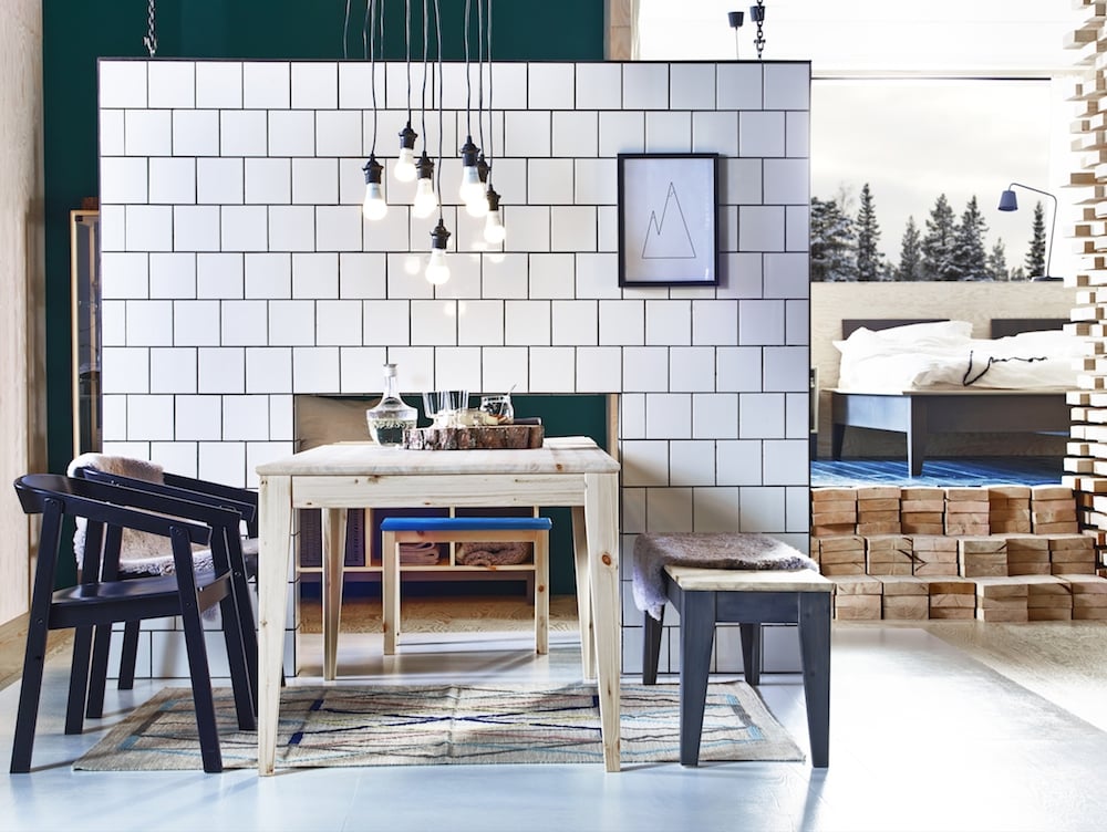 The rustic style of the Nornäs table ($199) is at once chic and outdoorsy.