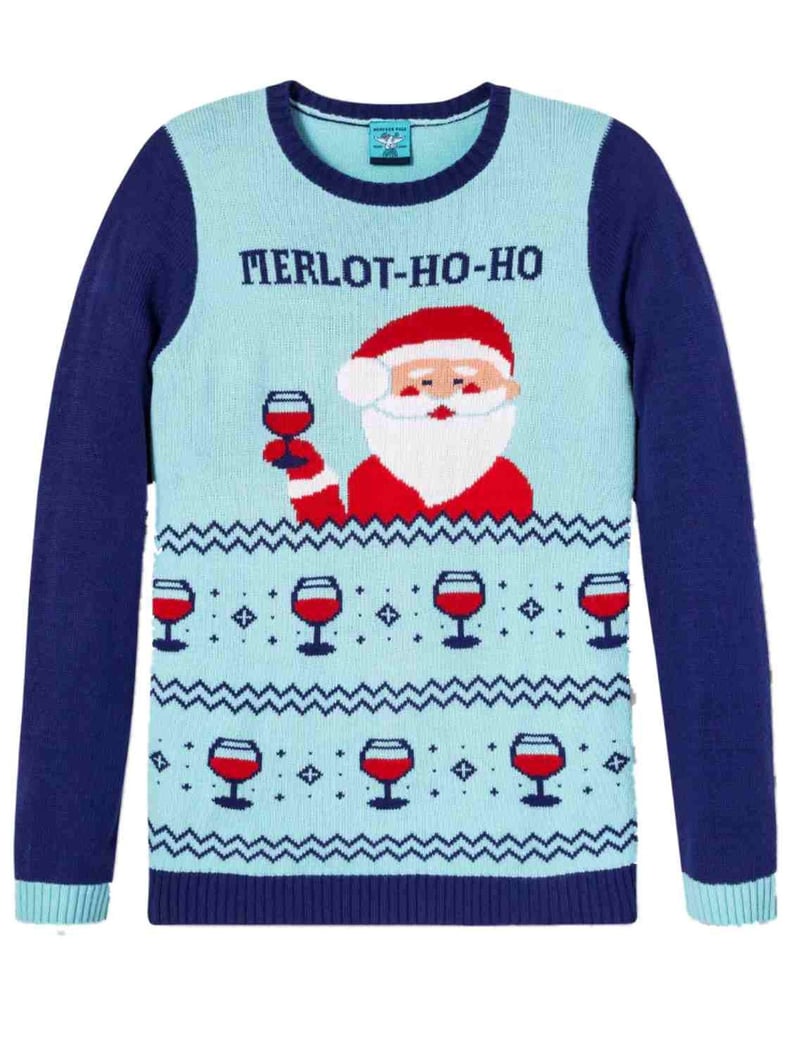 Womens Blue Santa Claus Wine Merlot Ho Ho Christmas Holiday Sweater Small - Walmart.com