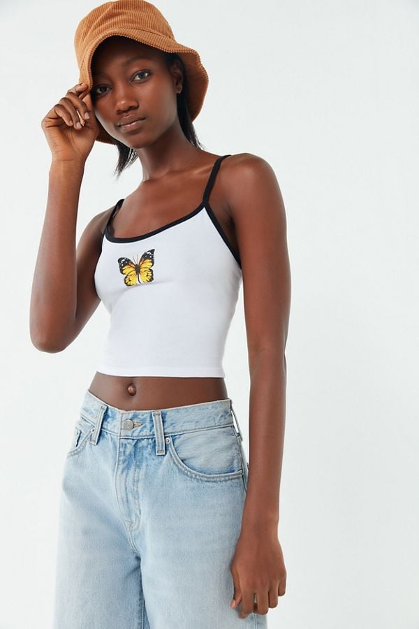 UO Truly Madly Deeply Contrast Trim Cropped Tank Top