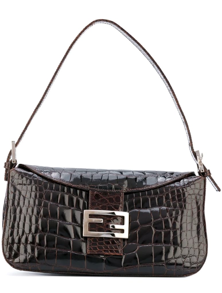 Fendi Brown Crocodile Baguette Shoulder Bag