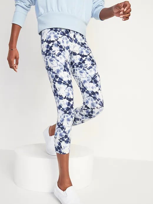 High-Waisted Cropped Lattice-Hem Leggings