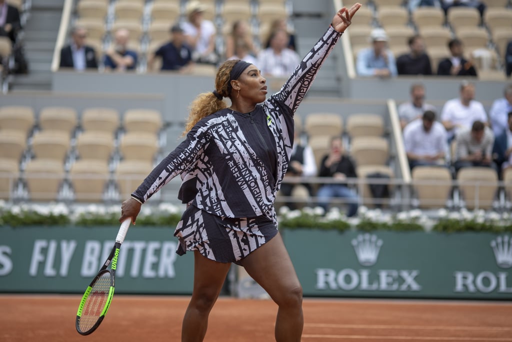 Serena Williams Off White Outfit With Text 2019 French Open