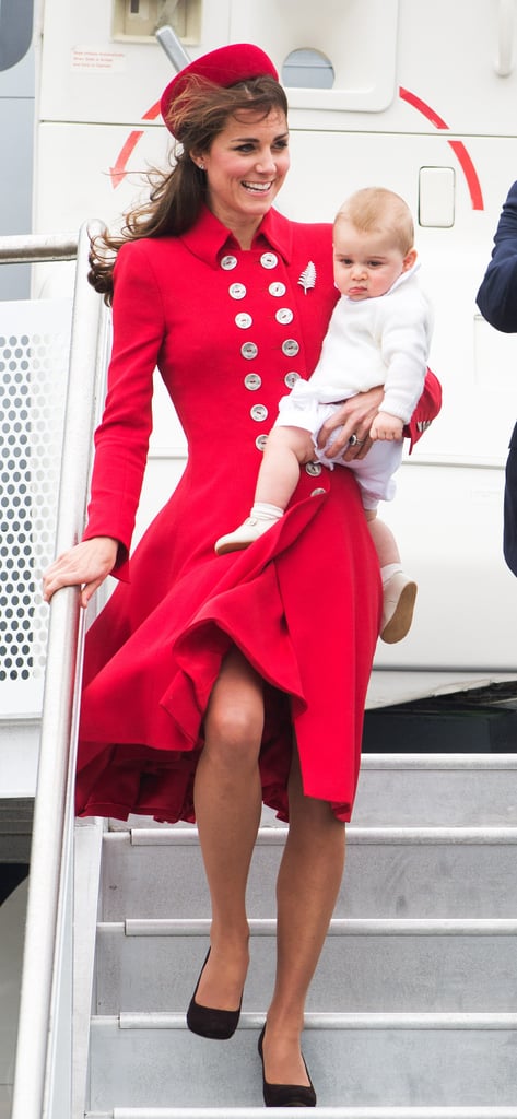 The Duchess of Cambridge carried Prince George when they kicked off the royal tour in New Zealand on Monday.