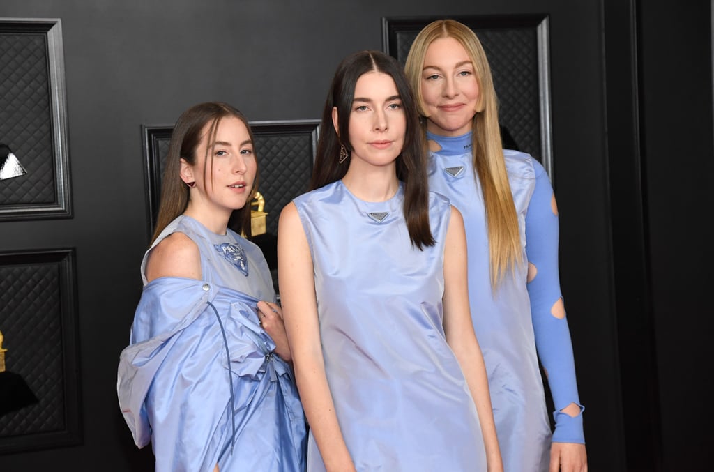 Haim's Blue Prada Outfits at the 2021 Grammys