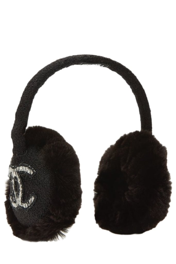 Chanel Black Terry Cloth Ear Muffs Kylie Jenner's Vintage Chanel Accessories in the Snow
