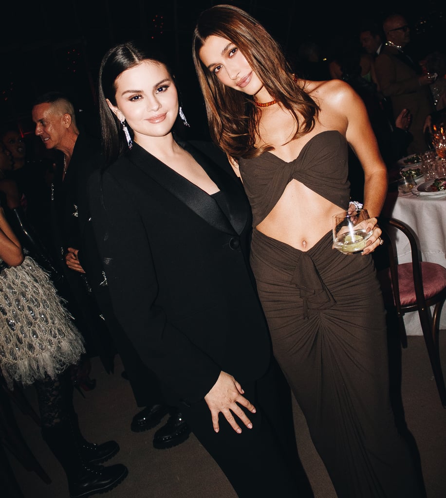 Hailey Bieber's Brown Cutout YSL Dress With Selena Gomez | POPSUGAR Fashion  UK