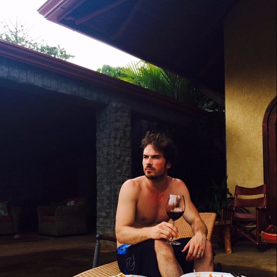 Ian Somerhalder Shirtless Wine Photo