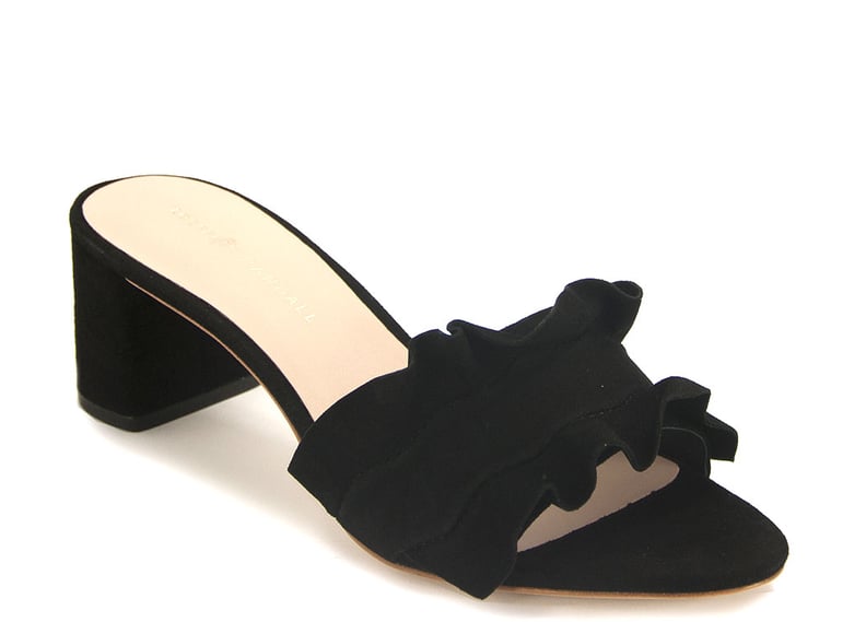 Loeffler Randall Vera Ruffled Suede Block-Heel Slides