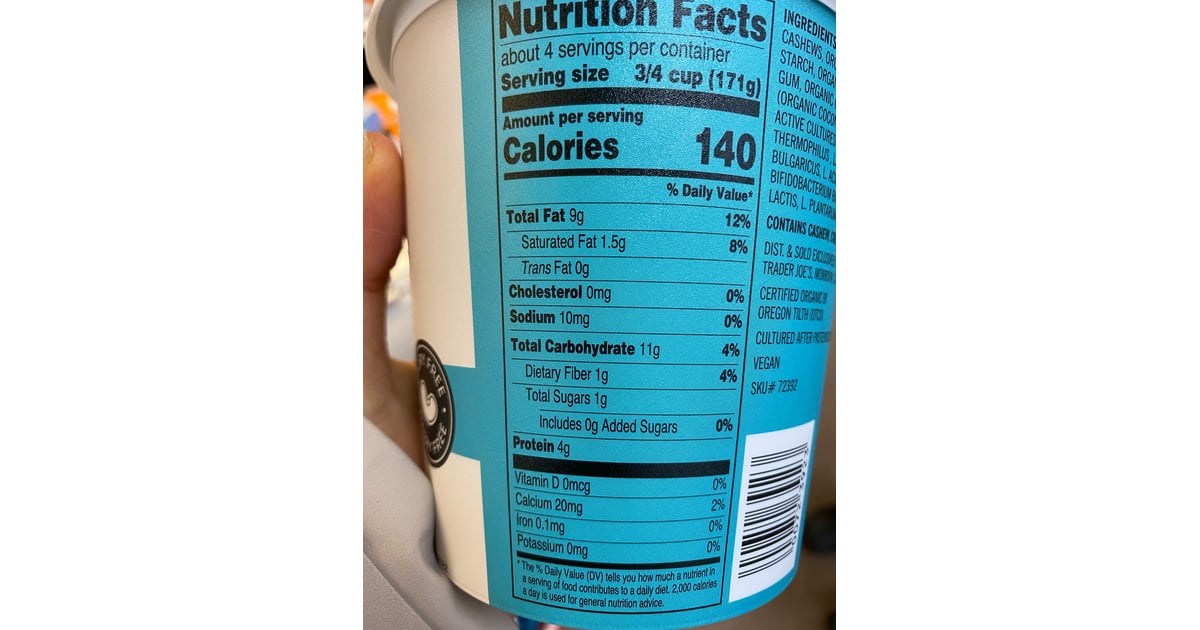 Trader Joe's Plain Unsweetened Cashew Yogurt Calories and Protein How