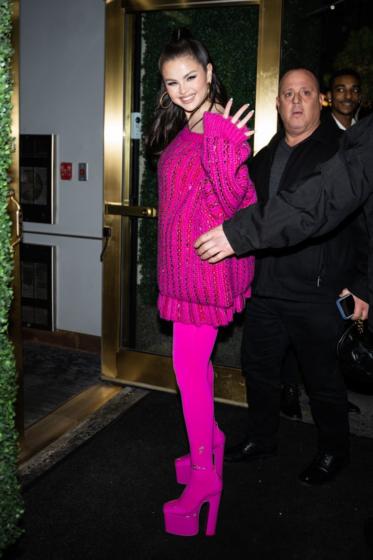 Selena Gomez Hot Pink Outfit on Saturday Night Live