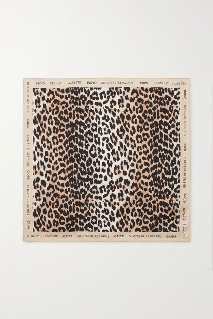 Ganni Leopard-Print Silk Scarf