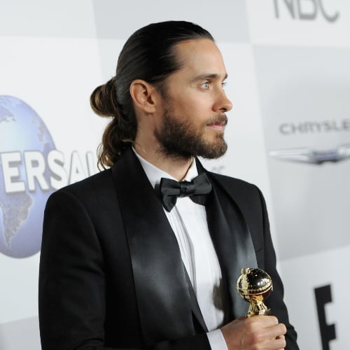 Jared Leto's Hair in a Ponytail at Golden Globes 2014