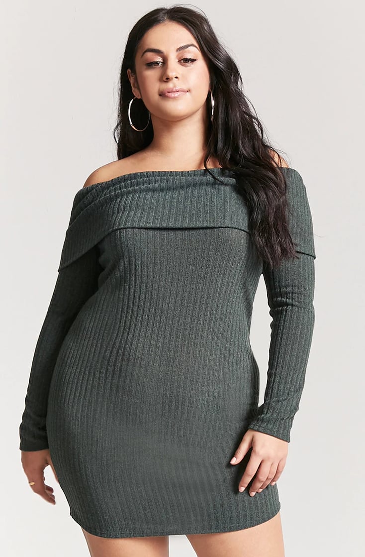 Forever 21 Plus Size Off-the-Shoulder Sweater Dress | Umm . . . So Kendall Jenner Left Her Pants at Home, and Somehow It Worked? | POPSUGAR Fashion Middle Photo 8
