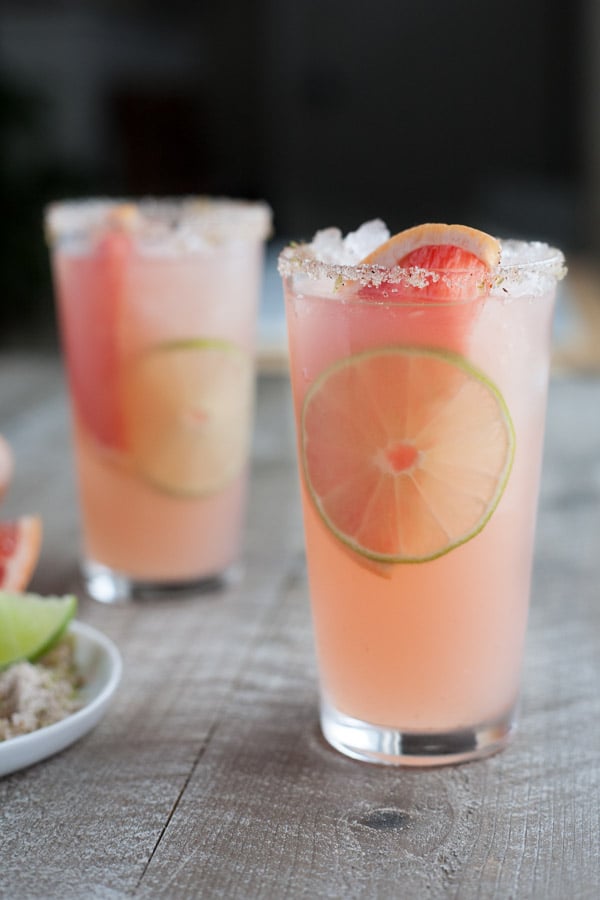 Paloma Cocktail With Chili Lime Salt Spicy Tequila Cocktails