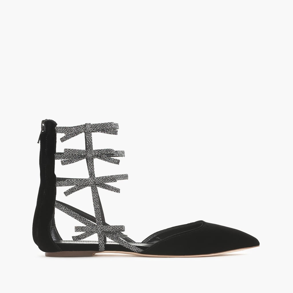 J.Crew Velvet Bow Gladiator Flat ($198)