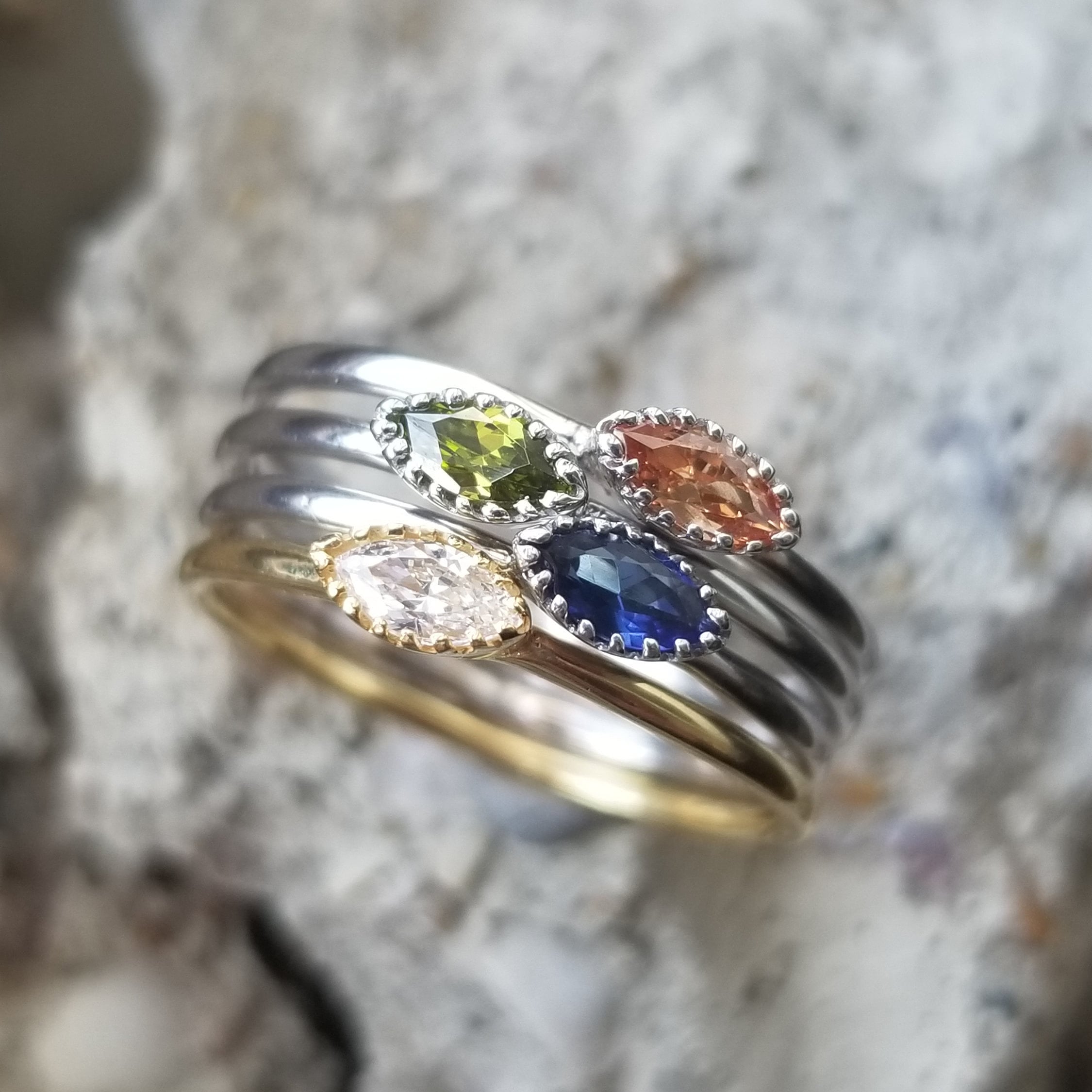 Stackable birthstone rings for mom hot sale