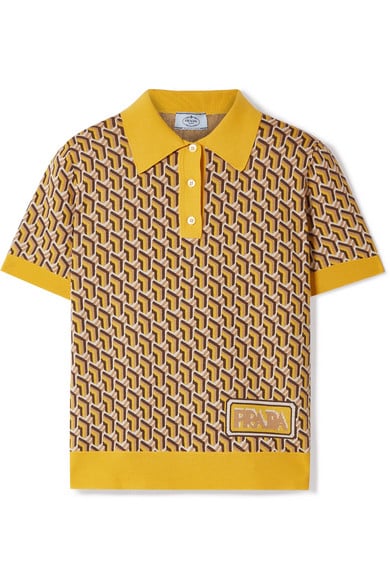 Prada Intarsia Silk Polo Shirt