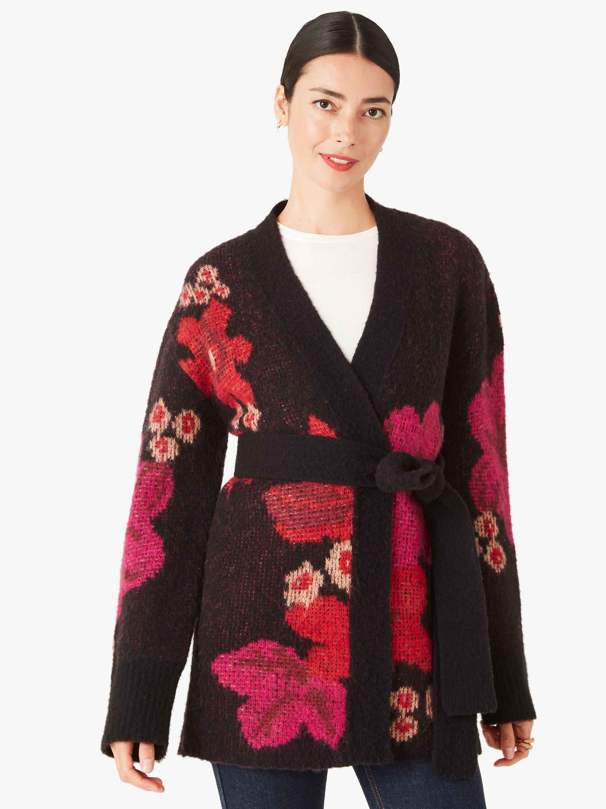 Floral Intarsia Cardigan | Plaid 