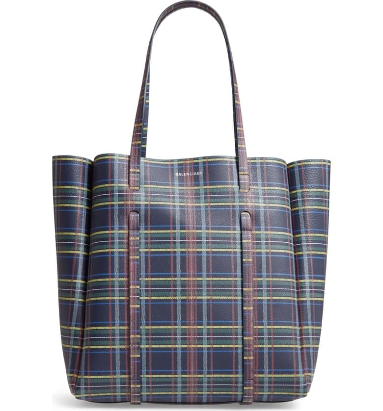 Balenciaga Everyday Plaid Calfskin Tote