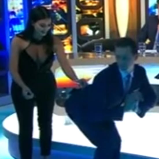 Kim Kardashian Balancing a Glass on a TV Host's Butt | Video