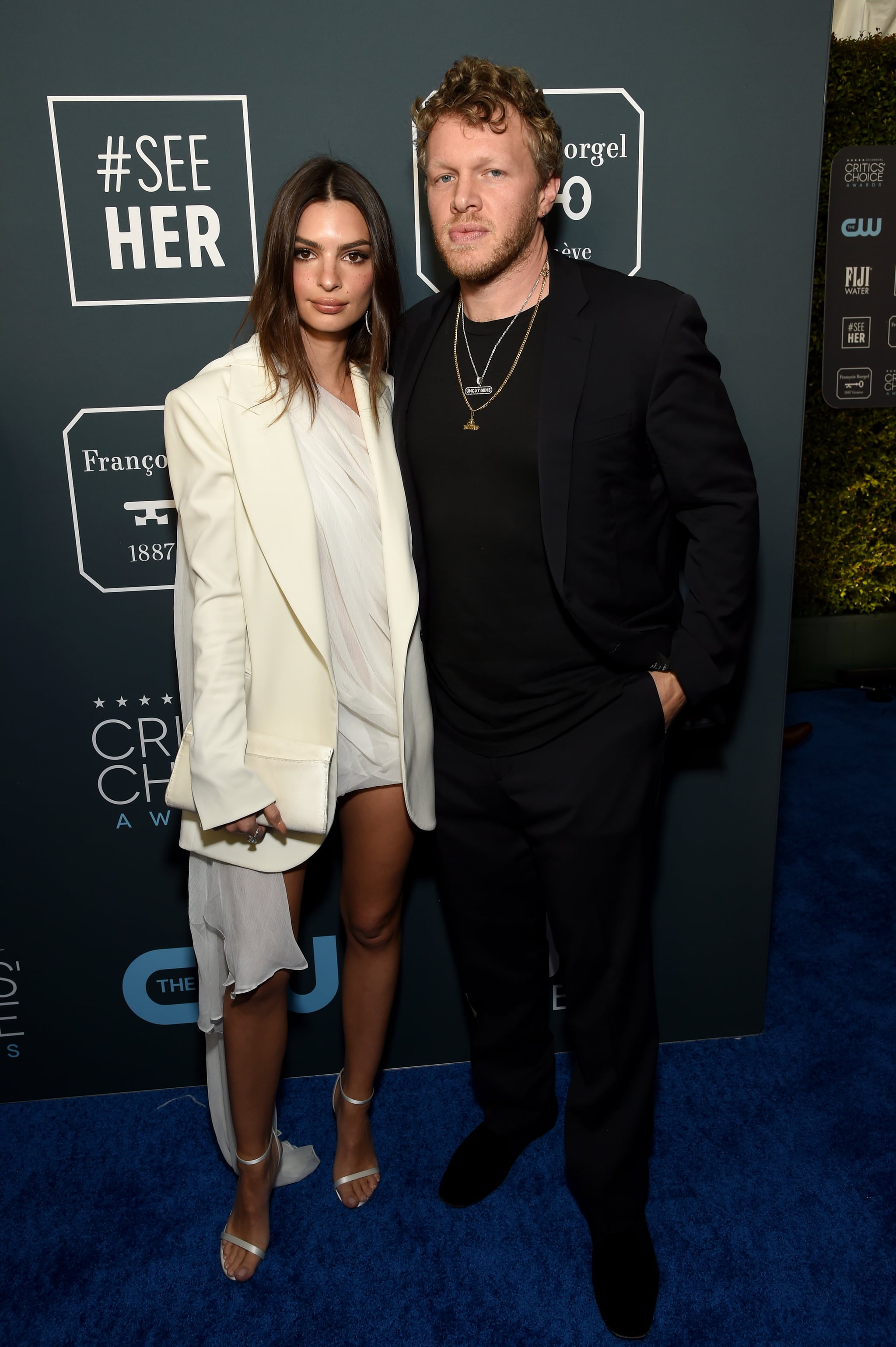 Emily Ratajkowski And Sebastian Bear Mcclard At The 2020 Critics Choice Awards Emily Ratajkowski Did Finally Wear A Wedding Dress On The Red Carpet Popsugar Fashion Photo 4