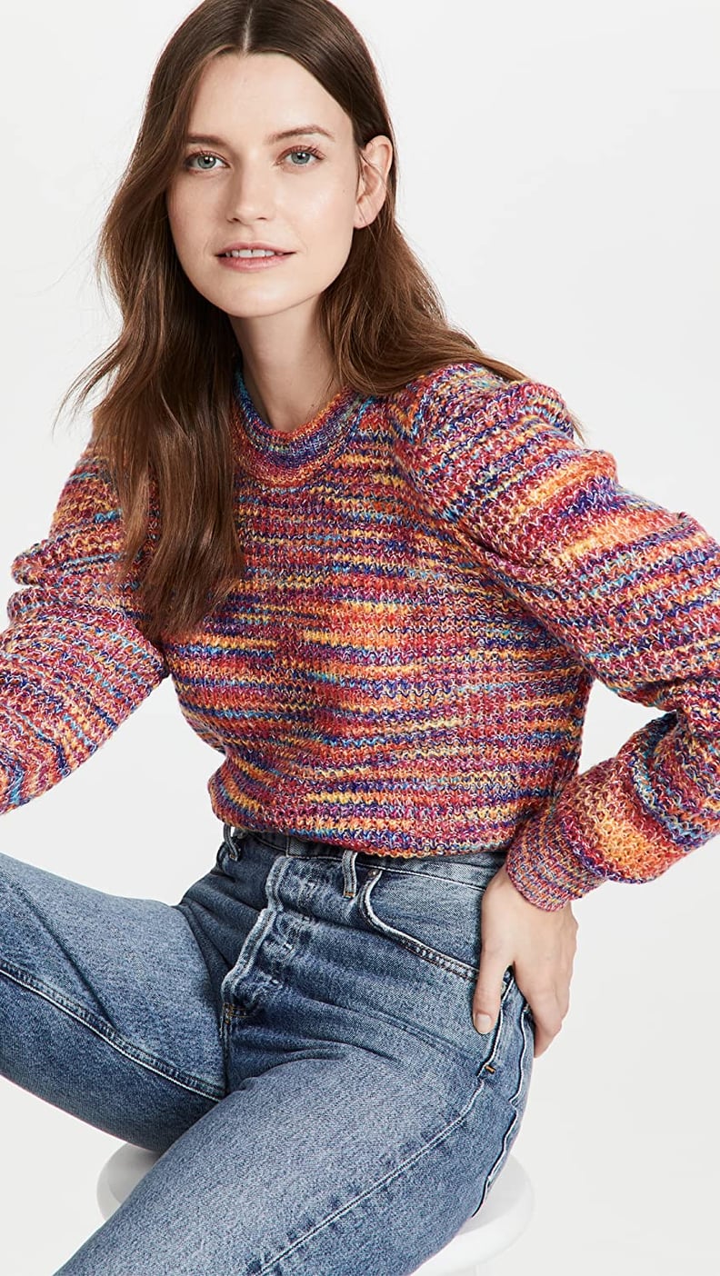 A Colorful Sweater: En Saison Puff Sleeve Space Dye Crew Neck Sweater