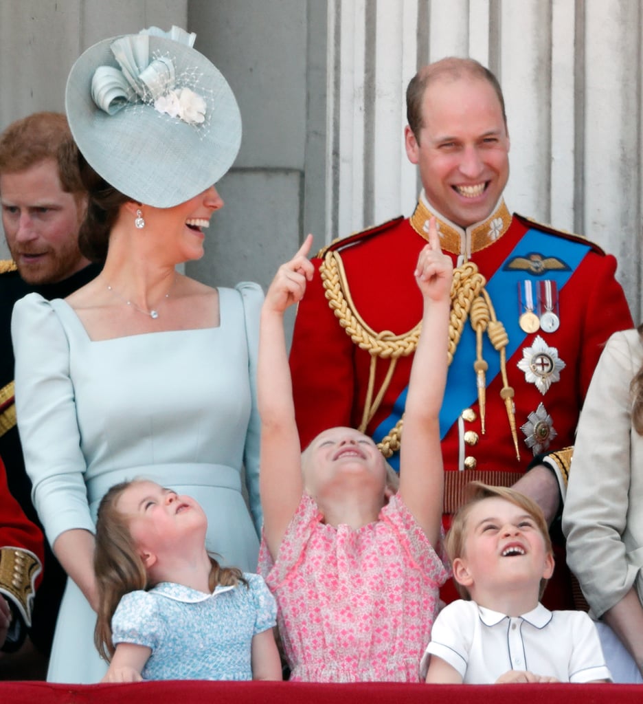 The happy dad caught a case of the giggles on the balcony of Buckingham Palace at Trooping the Colour in June.