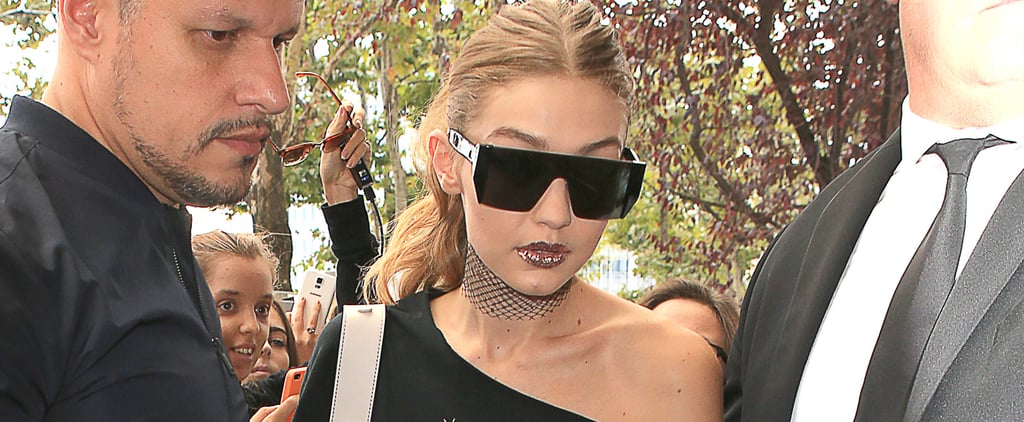 Gigi Hadid Wearing a Corset Over Her T-Shirt in Milan 2016