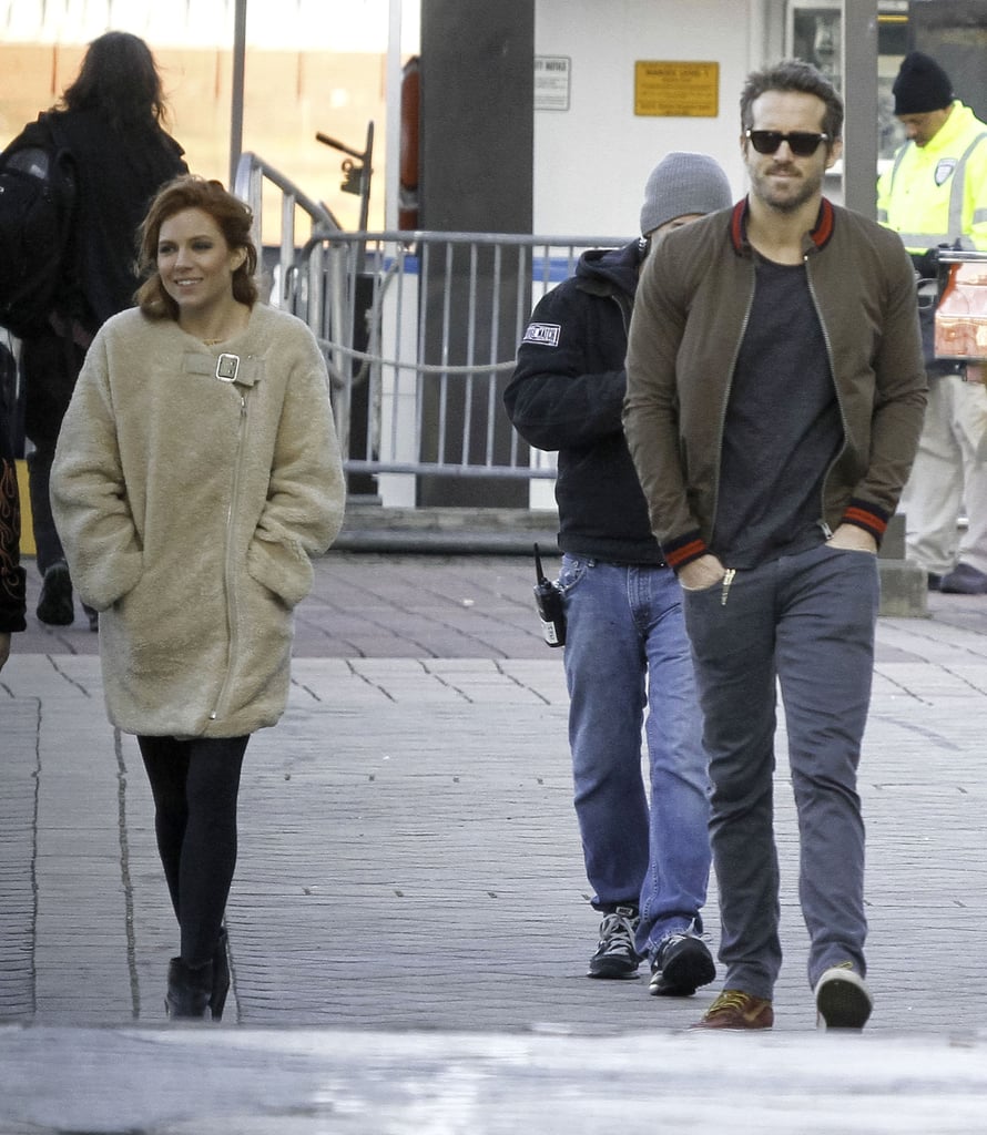 Sienna Miller and Ryan Reynolds on Set in New Orleans