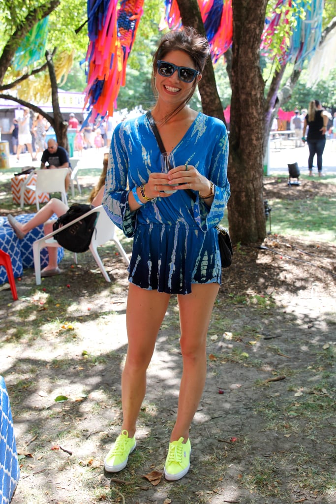 Sneakers this bright can make any outfit, especially one with this playful romper from Young Fabulous & Broke.