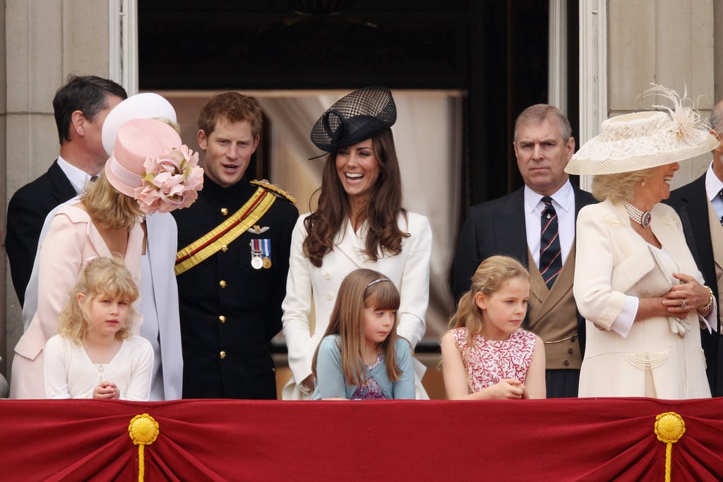 Kate was all smiles as she and the family greeted crowds on the balcony of Buckingham Palace.