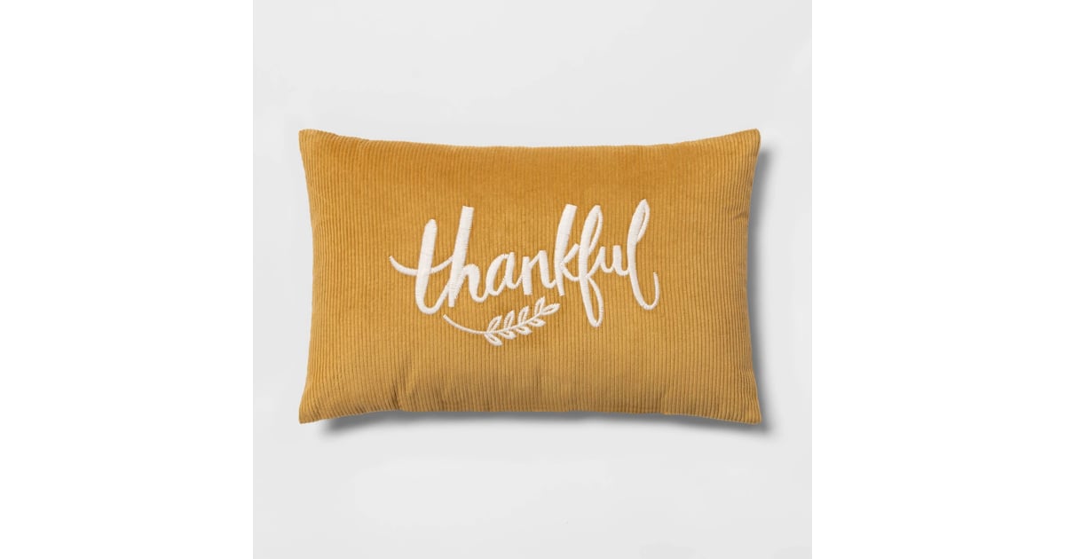 Lumbar Embroidered Thankful Corduroy Pillow | Best Fall Decor From ...