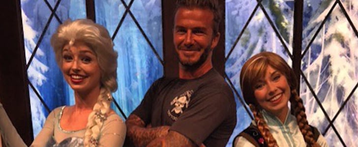 David Beckham With Frozen Characters at Disneyland