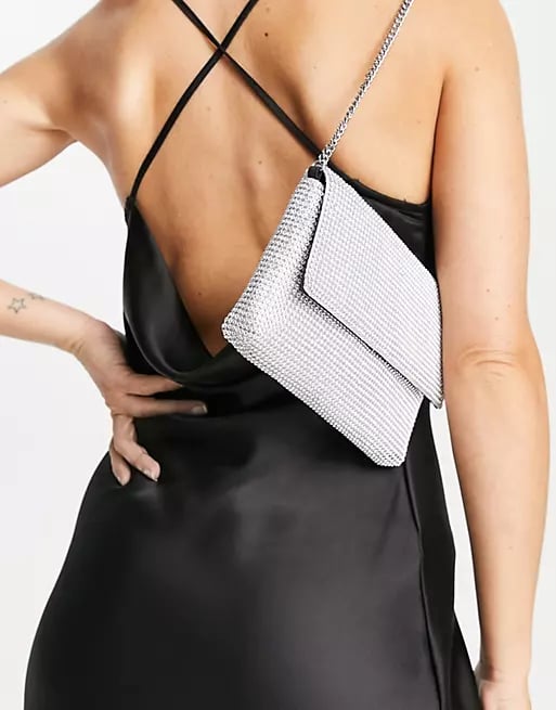 ASOS DESIGN Shoulder Bag in Diamante Chainmail