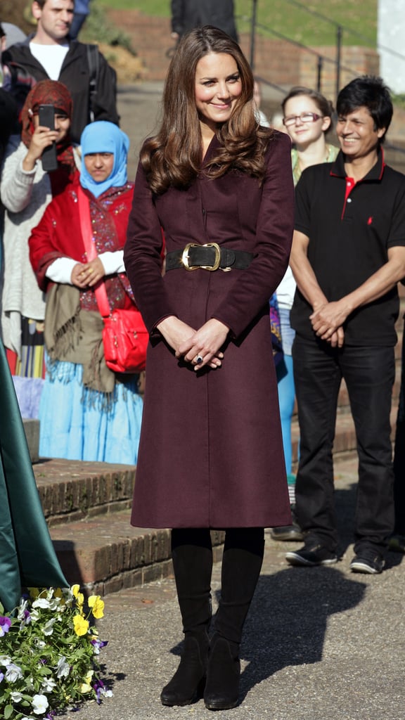 Kate wearing a coat by an independent dressmaker in October 2012.