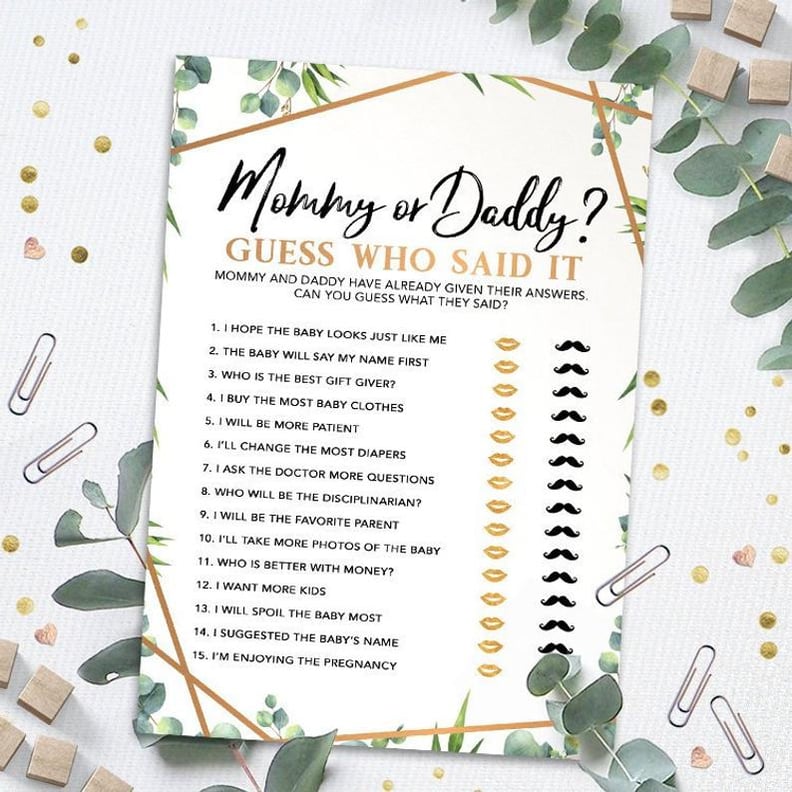 Guess Who Said It Mommy or Daddy Printable Baby Shower Game