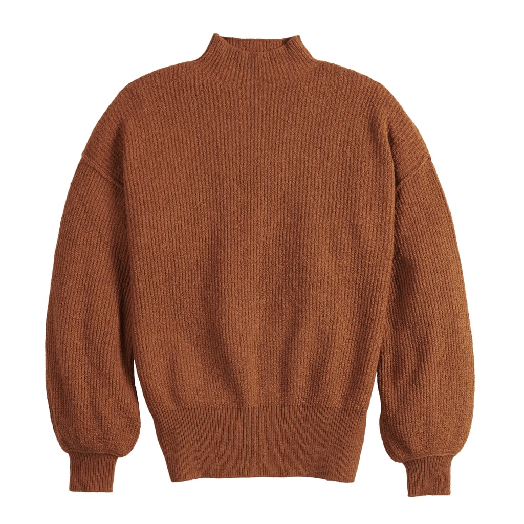 POPSUGAR Balloon-Sleeve Funnel-Neck Sweater