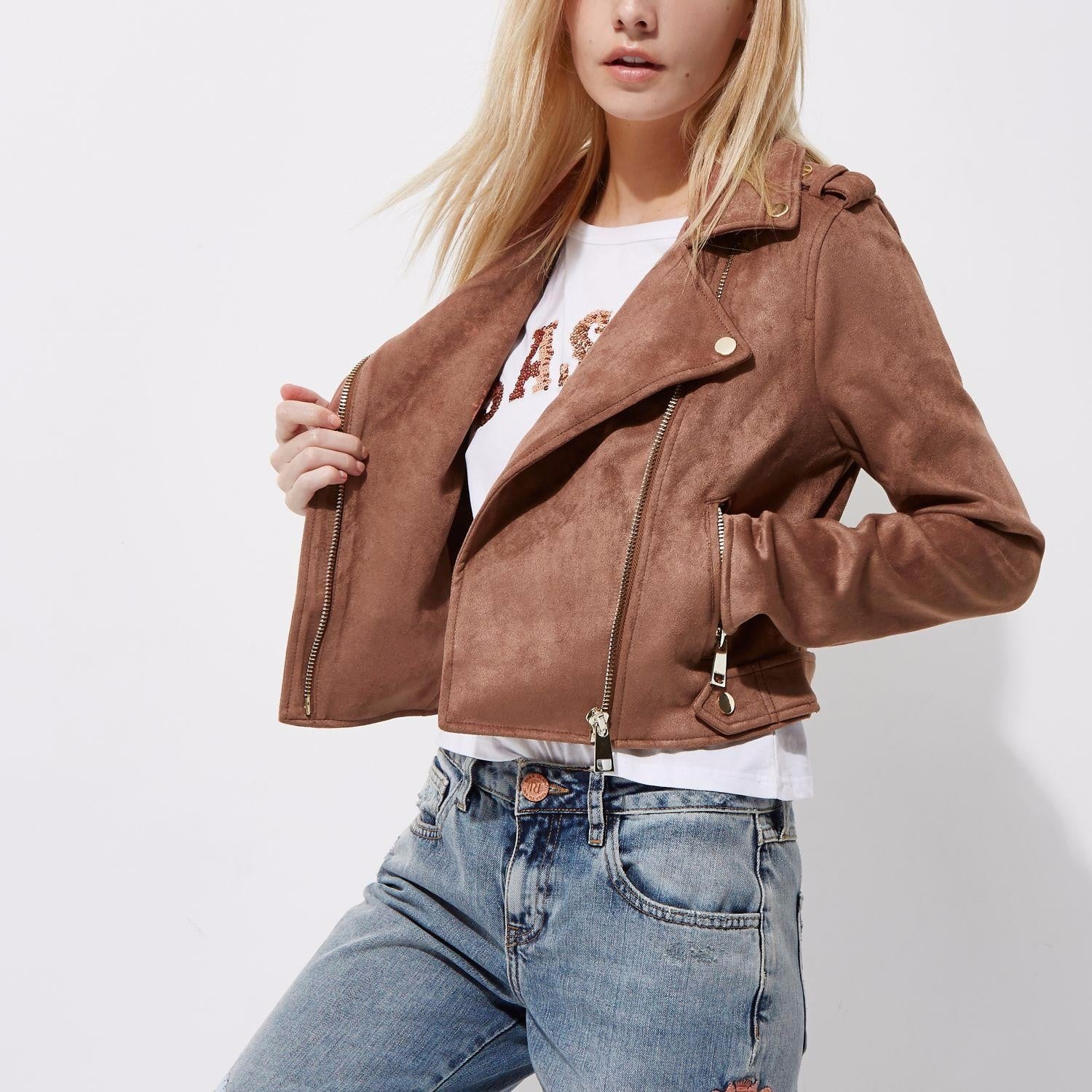 Tayanita faux suede jacket top