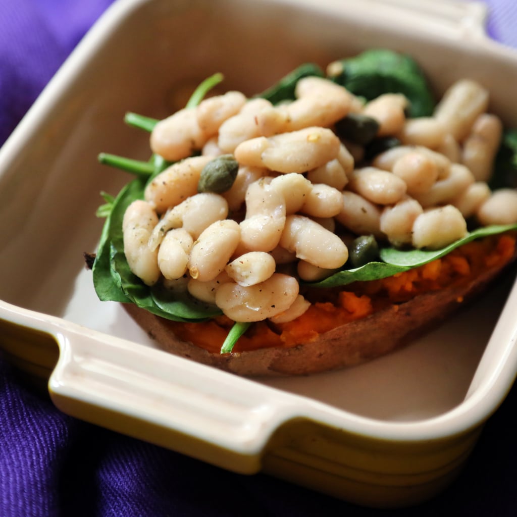 Baked Sweet Potatoes With Cannellini Beans and Spinach