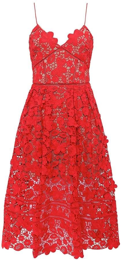 Self Portrait 3d Floral Lace Azaelea Dress Sexy Red Dresses For