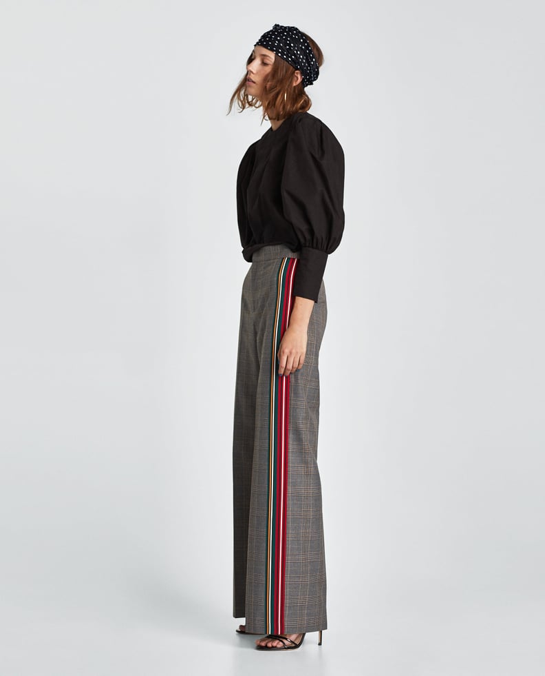 Zara Checked Trousers With Stripes