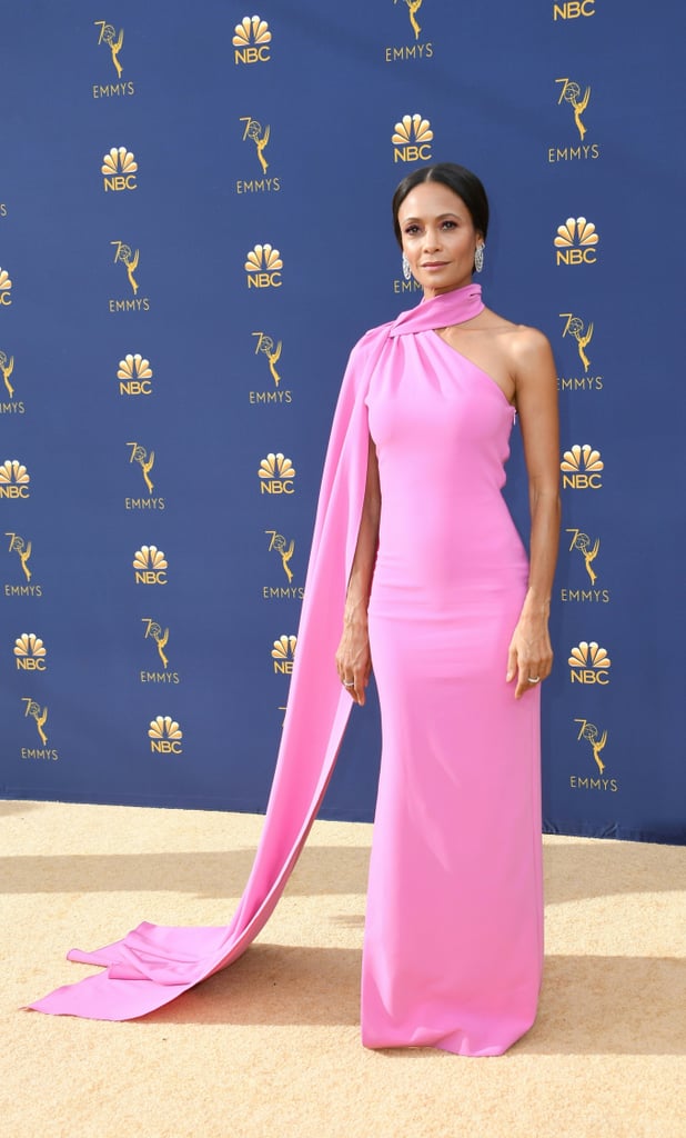 The actress chose a Spring 2019 Brandon Maxwell dress with Harry Winston jewels for the Emmy Awards.