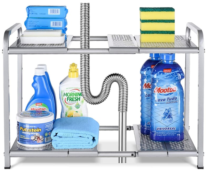 Bextsware Metal Under Sink 2-Tier Expandable Shelf Organizer