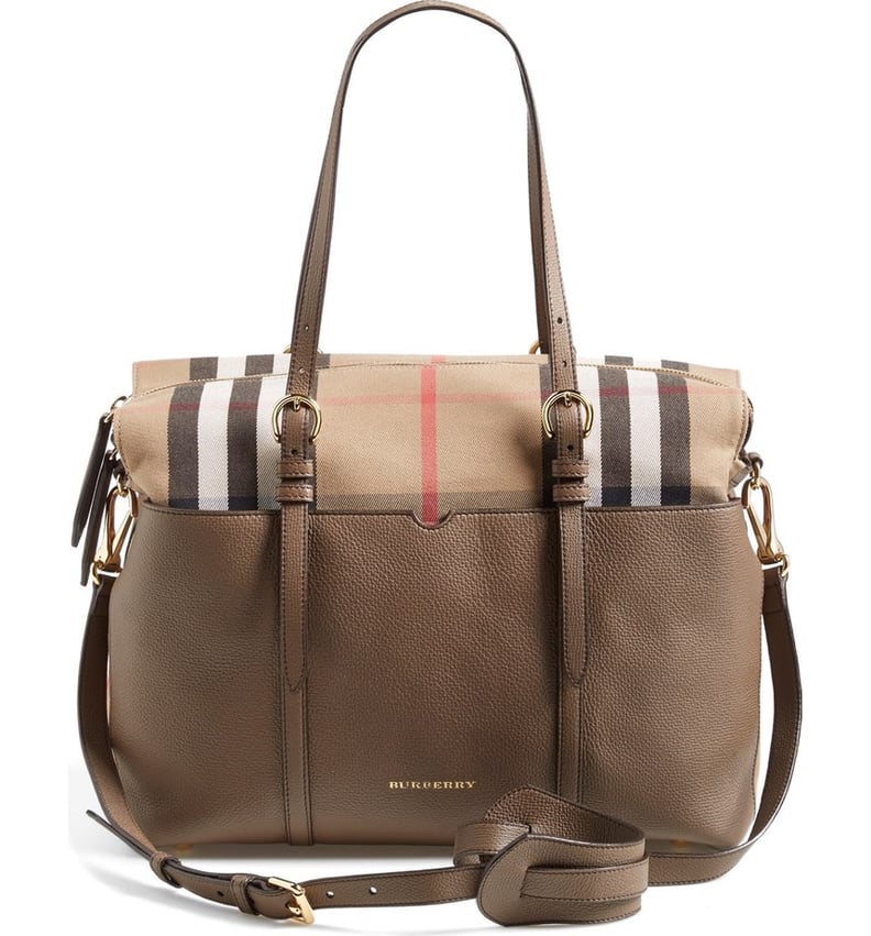 Burberry Infant Classic Check and Leather Diaper Bag
